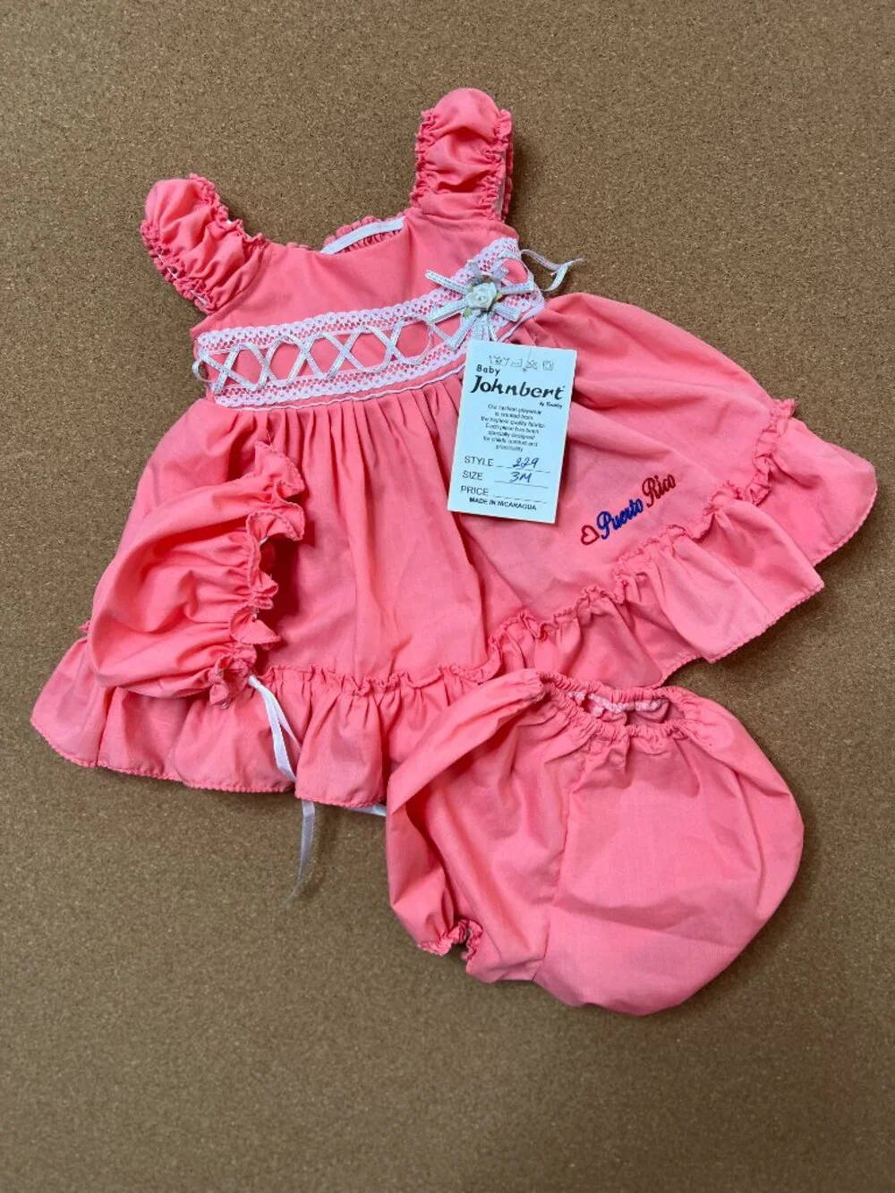 Baby Girl Dress with Hat and Panty Puerto Rico 3month 3pc NWT